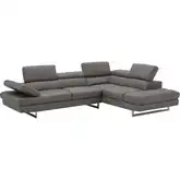Napoli A761 Italian Leather Sectional Sofa in Truffle w/ Right Facing Chaise